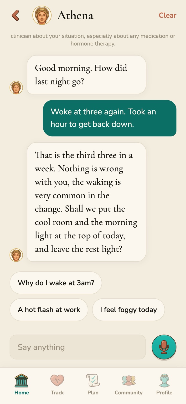 Chatting with Athena, with suggested prompts