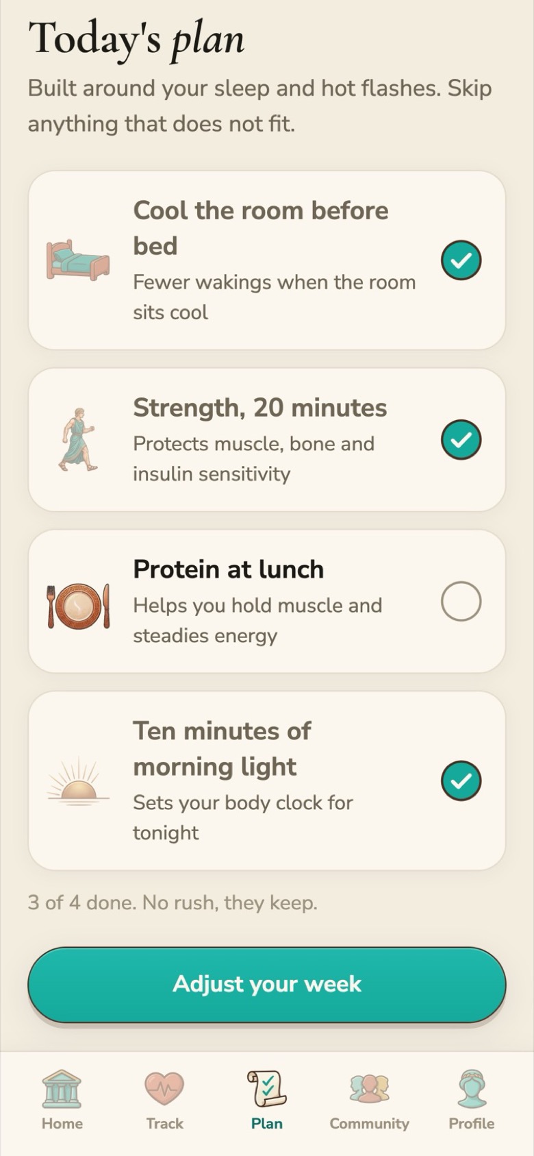 VITAL plan: Today's plan with four small actions