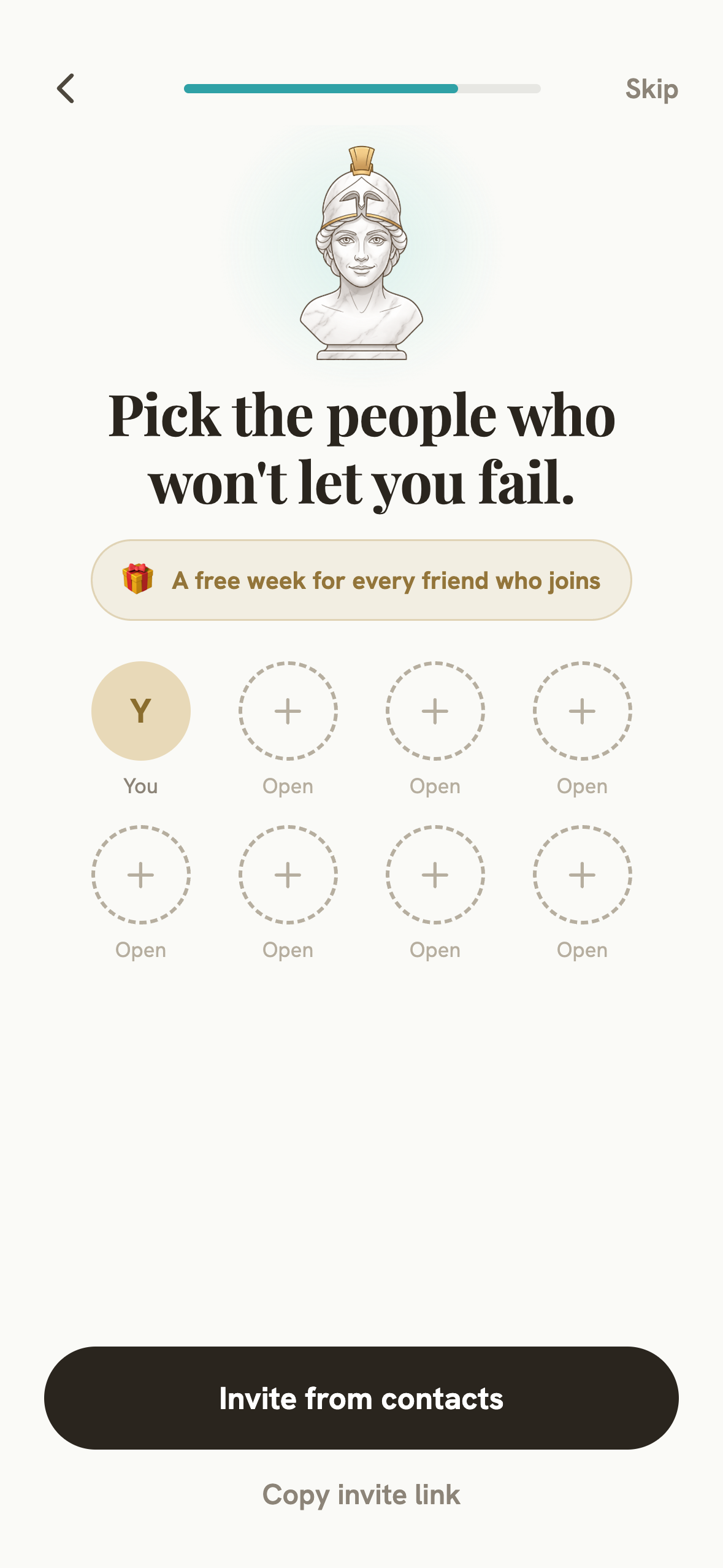 Invite friends, a free week for every friend who joins